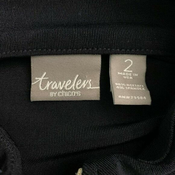 Travelers by Chicos Vest 2 M Black Full Zip - Picture 6 of 6